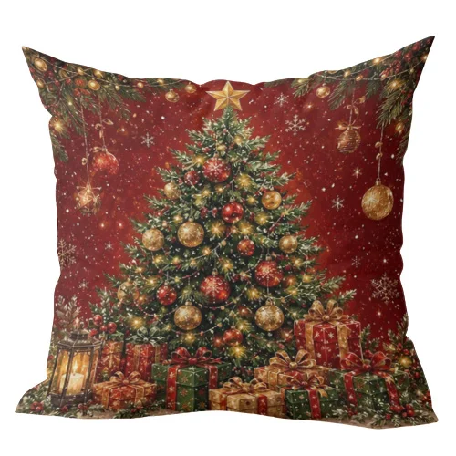 1pcs Vintage Christmas Throw Pillow Covers Religious Nativity Santa Snowman Xmas Tree Sleigh Cushion Cases for Home Sofa Bed