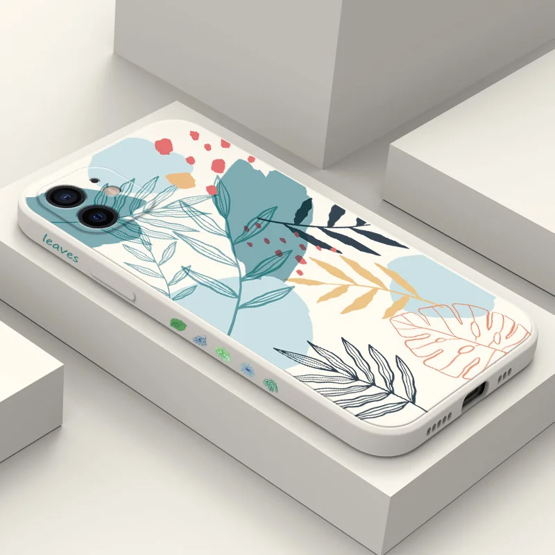 

Sparse Leaf Phone Case For iPhone 12 11 X XR XS 8 7 SE2 Plus Pro Max Mini Silicone Cover