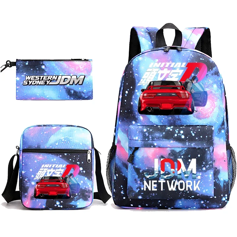 Fashion JDM anime backpack print men\'s laptop bag with pencil bag teen daily backpack