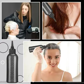 Lahvička na aplikaci vlasového oleje, se 3 špičatými uzávěry a 6uncovou lahvičkou na barvení vlasů s hřebenem na kořínky, vhodná pro pokožku hlavy (černobílá) 10 nejlepší prodej lahvička s aplikátorem na vlasy - №3