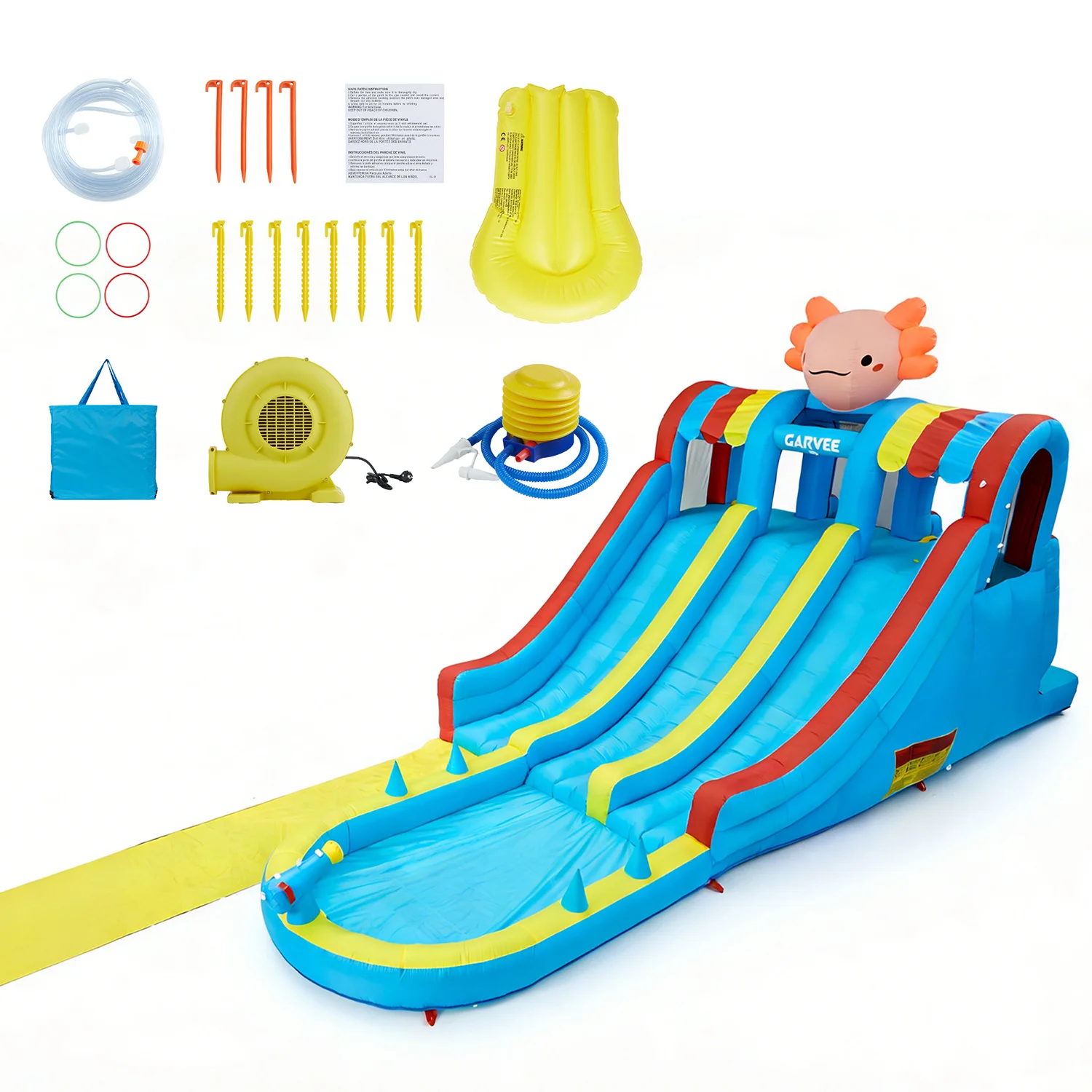 9-in-1 aufblasbarer Wasserrutschenpark für Kinder – Rennrutschen, Kletterwand, großer Pool im Hinterhof, Planschbecken und mehr. Robustes Oxford-Outdoor-Sommerspielzeug für Kinder von 3-10 Jahren