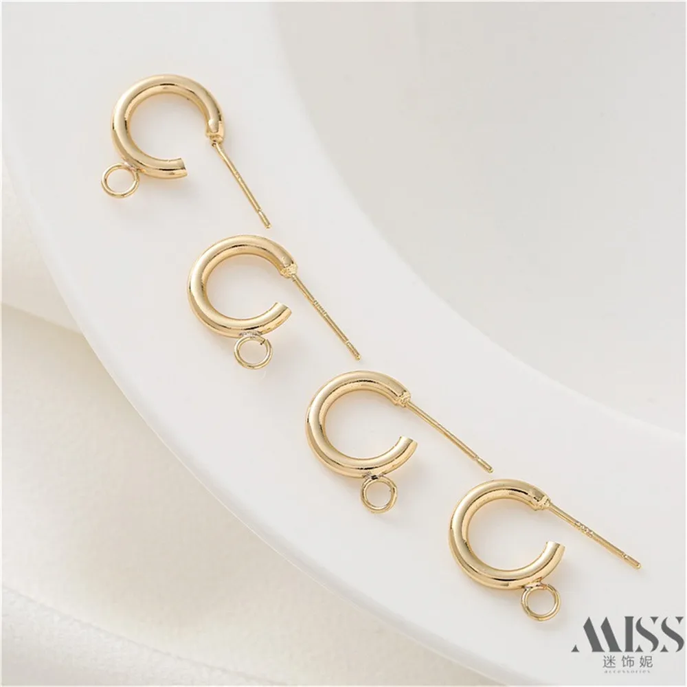 

14k Gold-plated Minimalist C-shaped Earrings with Loops DIY Handmade Earrings Pendants Accessories