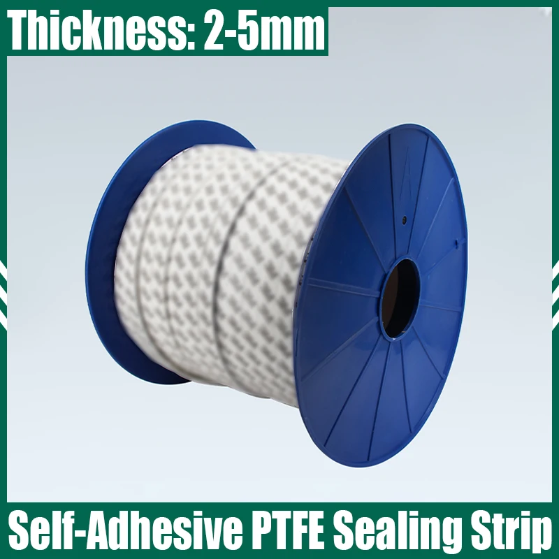 Tira de vedação de espuma PTFE auto-adesiva, Banda Elástica Polytef, Expandir Fita, Tira De Vedação De Esponja De PTFE, L = 1 Metro, Espessura 2-5mm