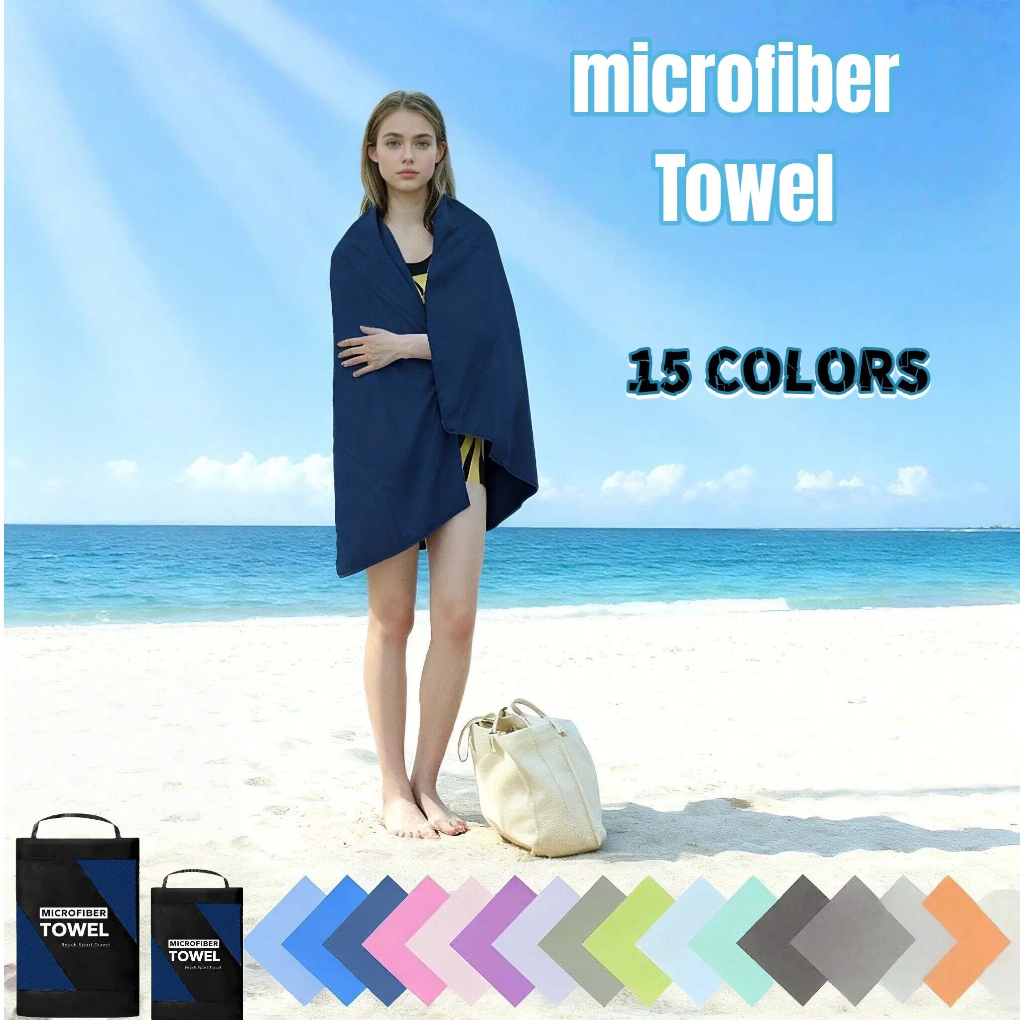 5 PCS Quick Dry Swimming Beach Towel Set  3 Microfiber Towels  2 Mesh Bags Sand Free  Lightweight Ideal for Water Sports  Gym