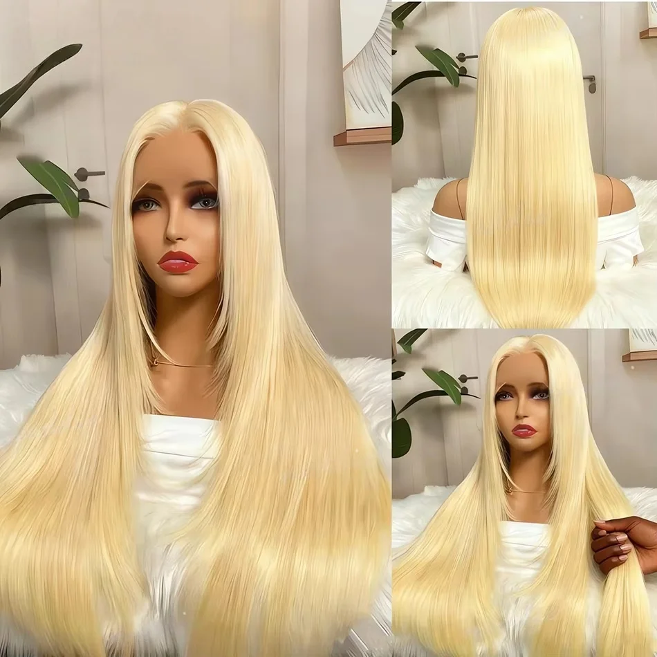 

30, 40 дюймов, 613, блондинка, длинные прямые 13x4 13x6 HD, кружевные фронтальные парики, человеческие волосы, плотность 200, бразильский парик для чернокожих женщин