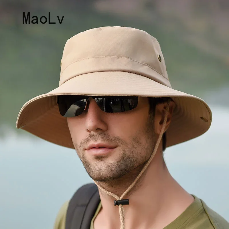 Bucket Hat for Men Summer Outdoor Fishing Hiking Sunshade Sun Hat Fisherman Hat Foldable Snapback UV Protection Male Safari Cap