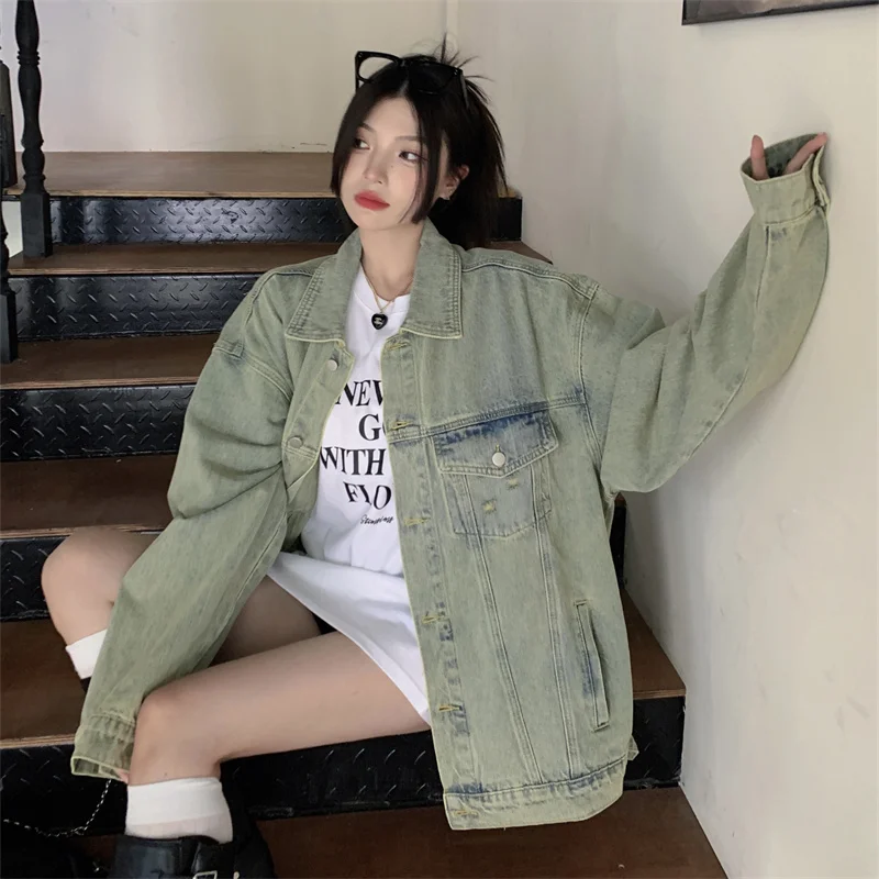 

Джинсовое пальто, длинное женское летнее вязаное мини-пэчворк, минимализм, хип-поп, воздушный шар с рукавами и карманами, легкий женский шик