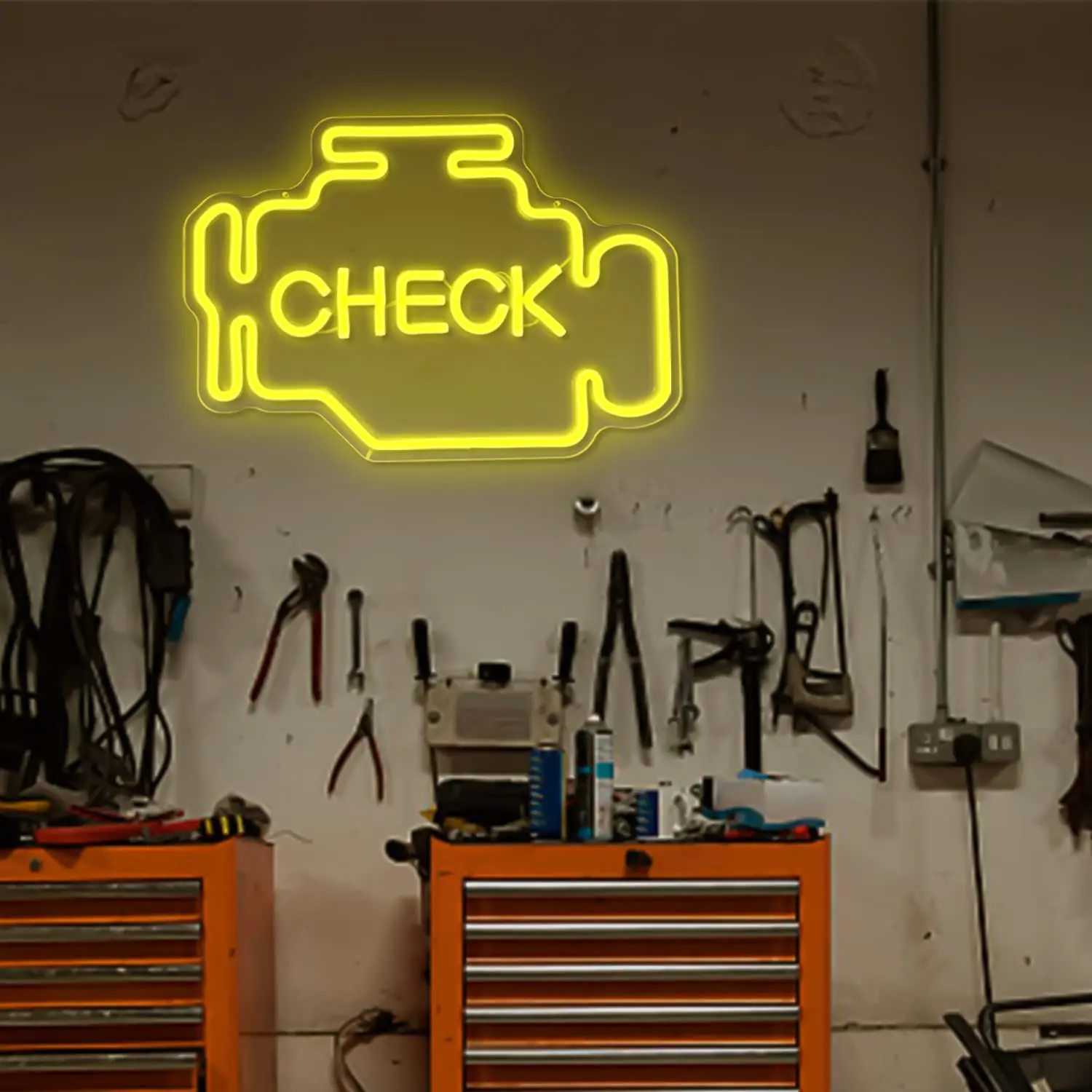 Check Engine Neon Sign Neon Light Up Sign for Man Cave camera da letto Garage Room Auto Repair Shop Studio Neon Wall Sign Decor