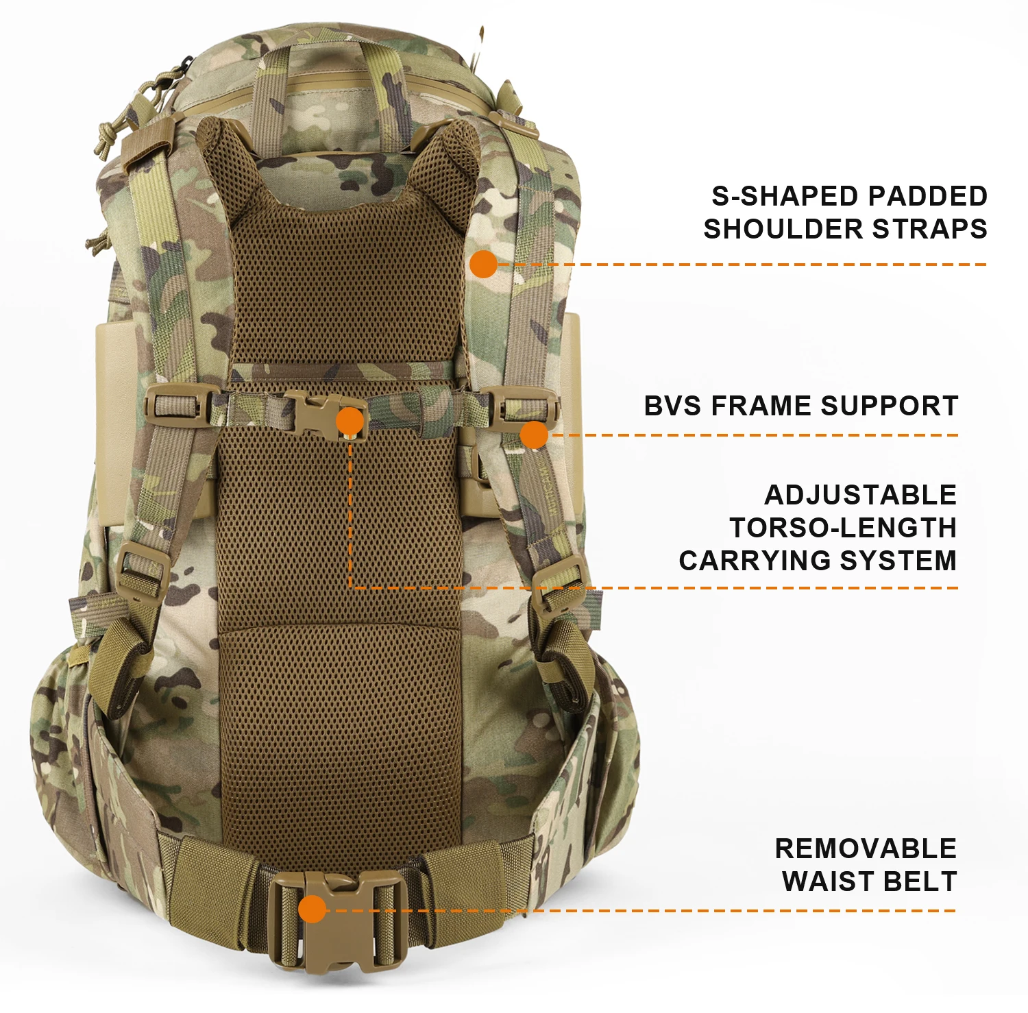 34L 500D Cordura Taktischer Rucksack, Funktioneller Pendler-Reise-Outdoor-Bergsteiger-Wanderrucksack, Molle EDC Pack – Detail 4