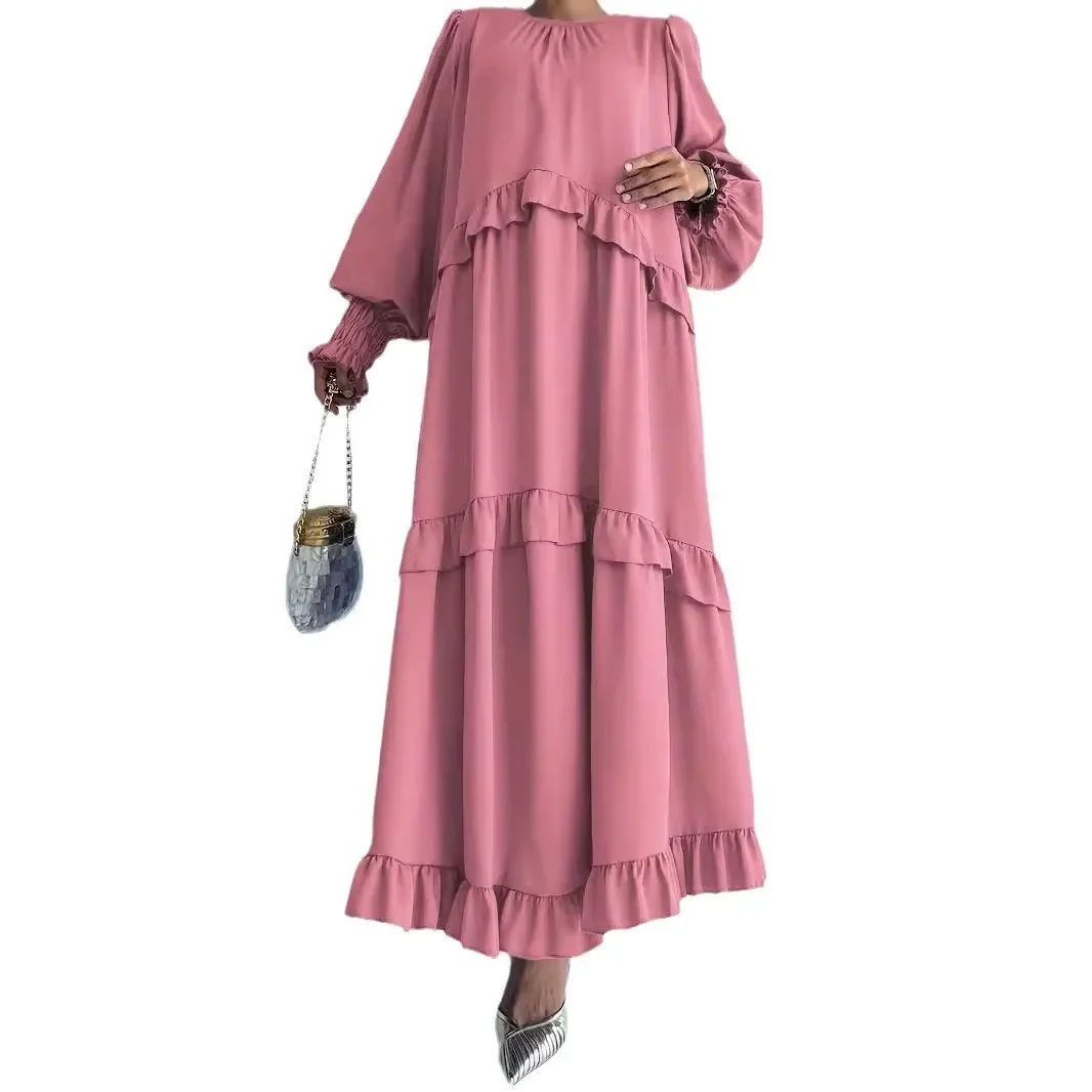 Abaya-robe musulmane pour femmes, vêtements arabes Eid harcèlement Adha, robe musulmane de Dubaï, robe turque solide, élégante et à la mode pour dames