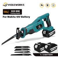 VIOLEWORKS Cordless Reciprocating Saw with 4pcs Blades Electric Saw Wood Metal Pipe Cutting Tool for Makita 18v Battery