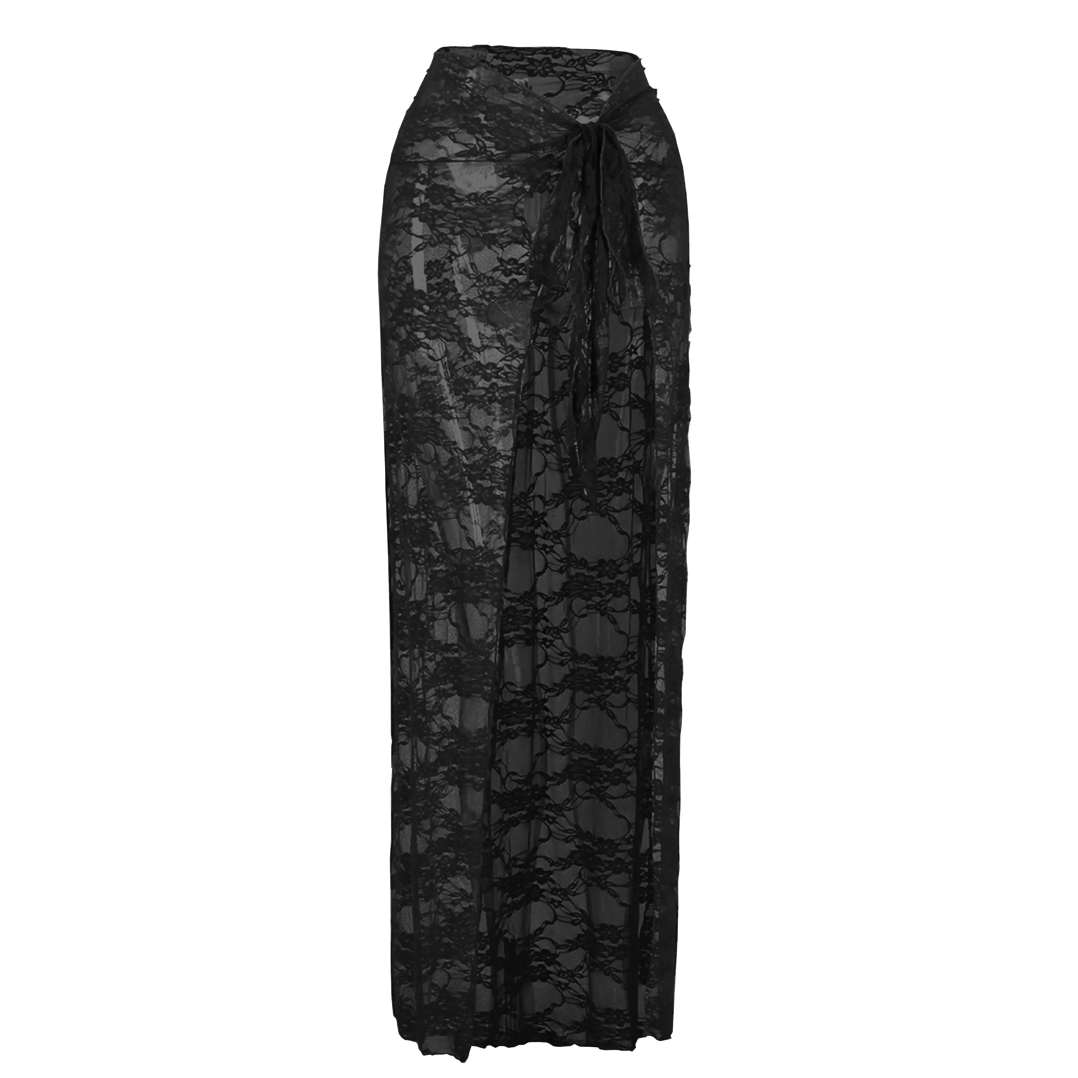 ファッションフラワーレースビキニスカート付き3ピースセット女性水着セクシーな背中の開いたストラップ付きbiquini水着ホリデービーチウェア