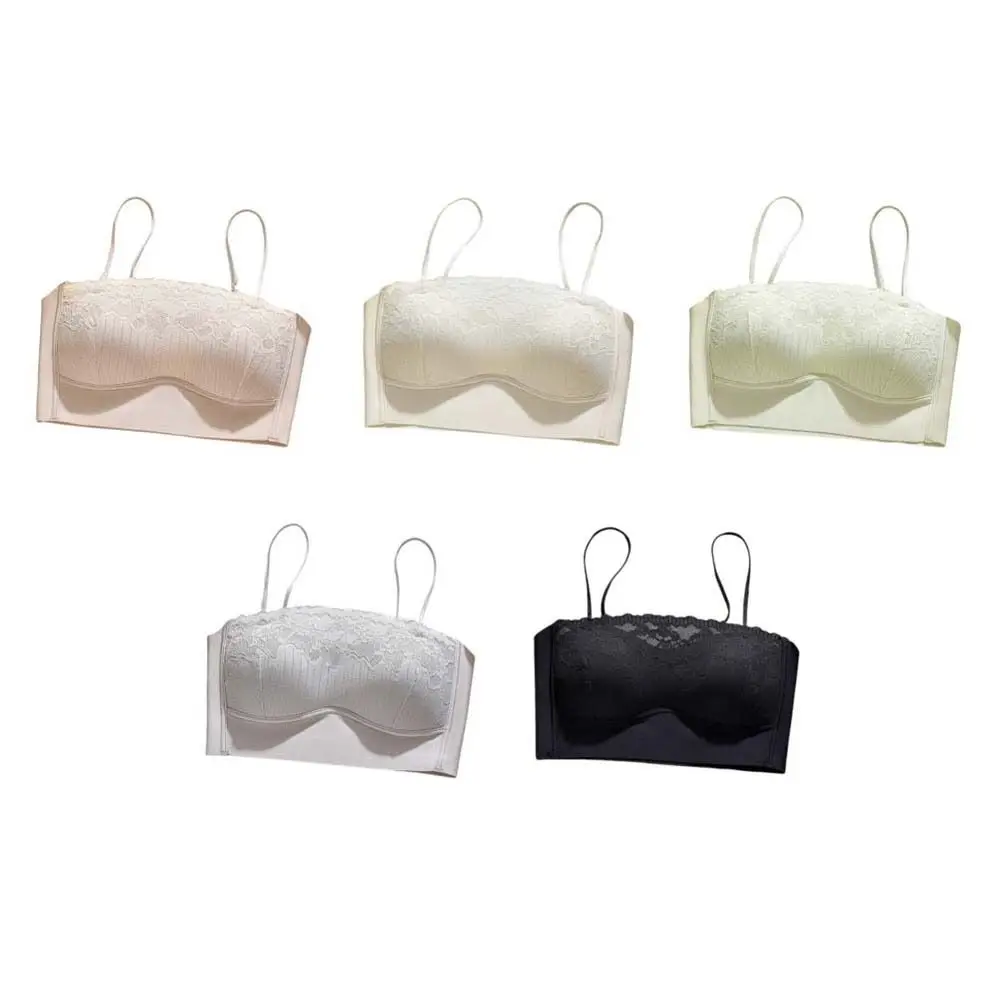 Reggiseno senza fili in pizzo aderente Reggiseno antiurto in tinta unita per donna Intimo push up anti-cedimento senza tracce da corsa