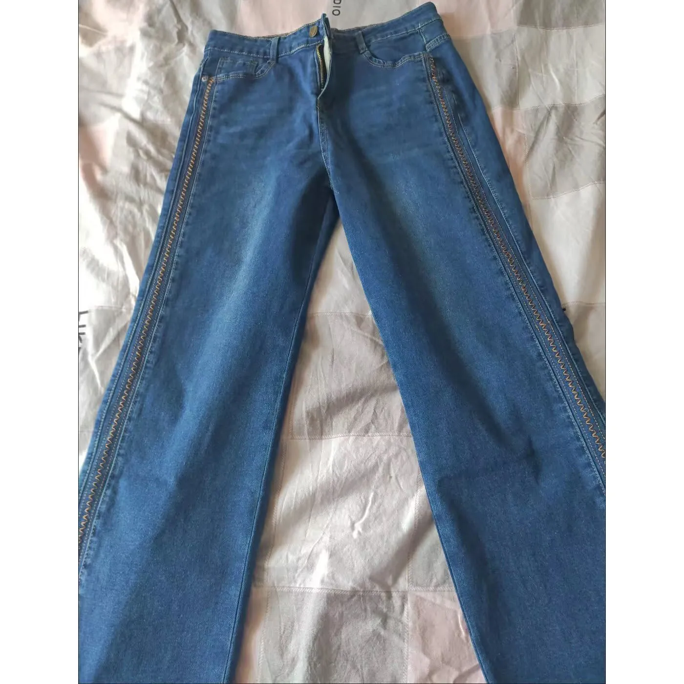 Vrouwen denim broek 2025, nieuwe herfst winter vrouwelijke hoge taille stretchbroek, damesjeans met wijde pijpen, losse cowboybroek