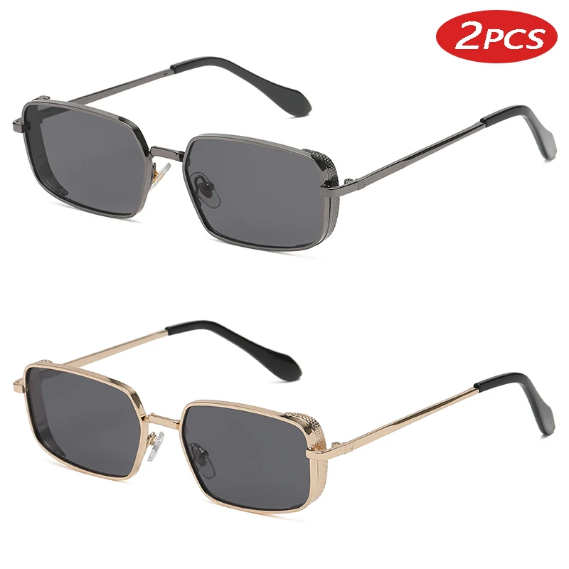 Hiking 1/2pcs Trendy Popular Small Rectangle Anti Light Glasses Women Brand Goggles Vintage Metal Punk Metral Shades UV400