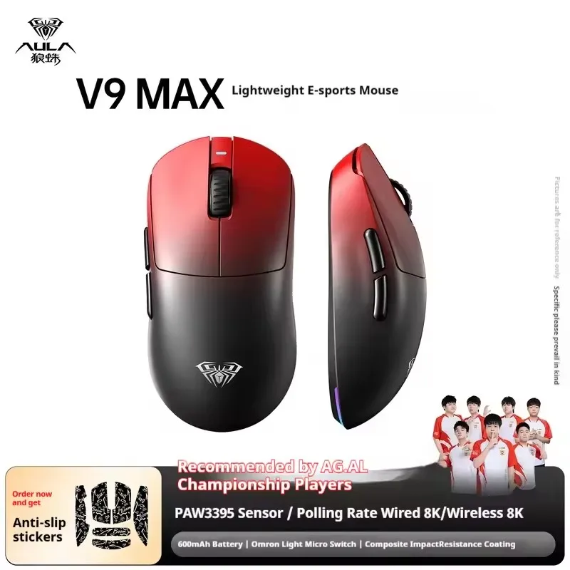 

AULA V9 MAX Wireless Mouse Bluetooth 26000DPI PAW3395 Dual 8k Gaming Mouse Desktop Laptop E-sports FPS Pc Gaming Accessories