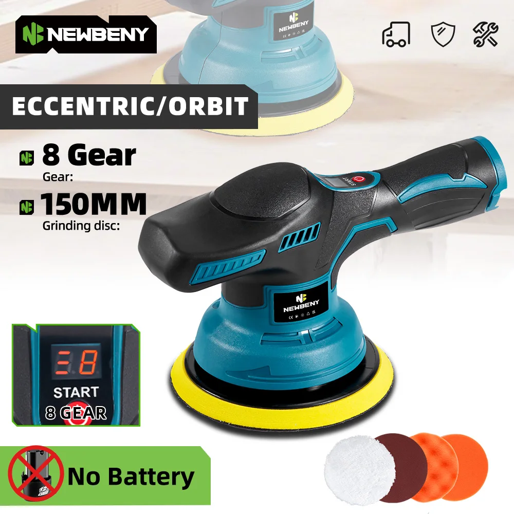 NEWBENY 150MM 8Gears Electric Car Polisher Cordless Auto Polishing Waxing Sanding Rust Removal Power Tools