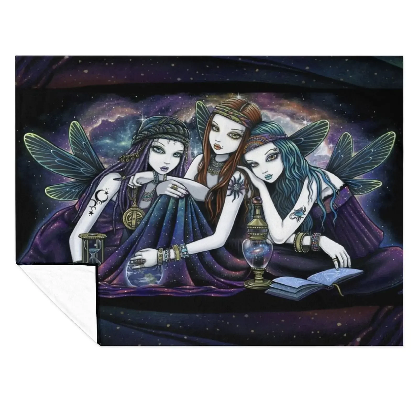 

The Seraphina Bohemian Celestial Sisters Nebula Fairies Throw Blanket Hairy Moving Stuffeds Cute Plaid Blankets