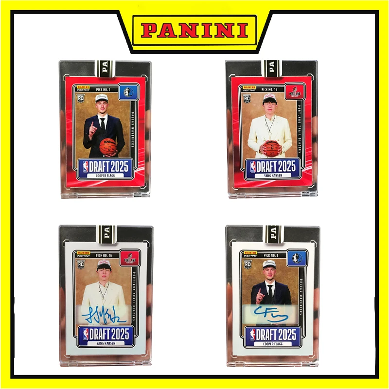 

2025-26 Panini INSTANT Flag Yang Hansen Draft Night Signature Card Печать оригинальной кирпичной домашней карты