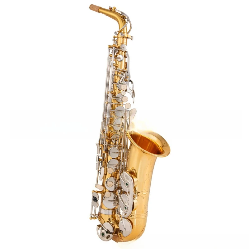

Alto Saxophone in E Flat, Nickel Key Golden Saxophone Instrument