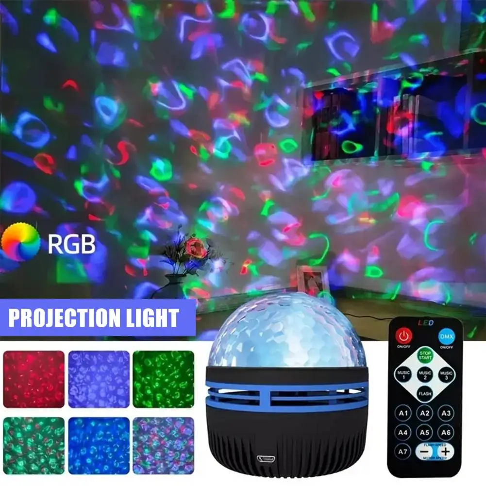 Ocean Wave Projector Lamp Ocean Wave Projector with 2-in-1 Dimension Lights Music Sync Remote Control for Bedroom Home Theater