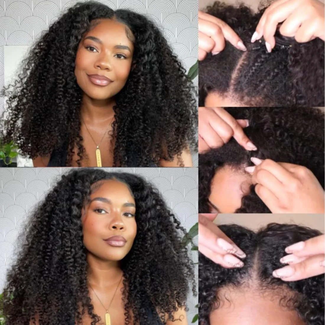 

12-32 Inch V Part Wig Kinky Straight Human Hair 200 Density Wear To Go Natural Colored Upgrade Glueless Human Hair Wig For Women