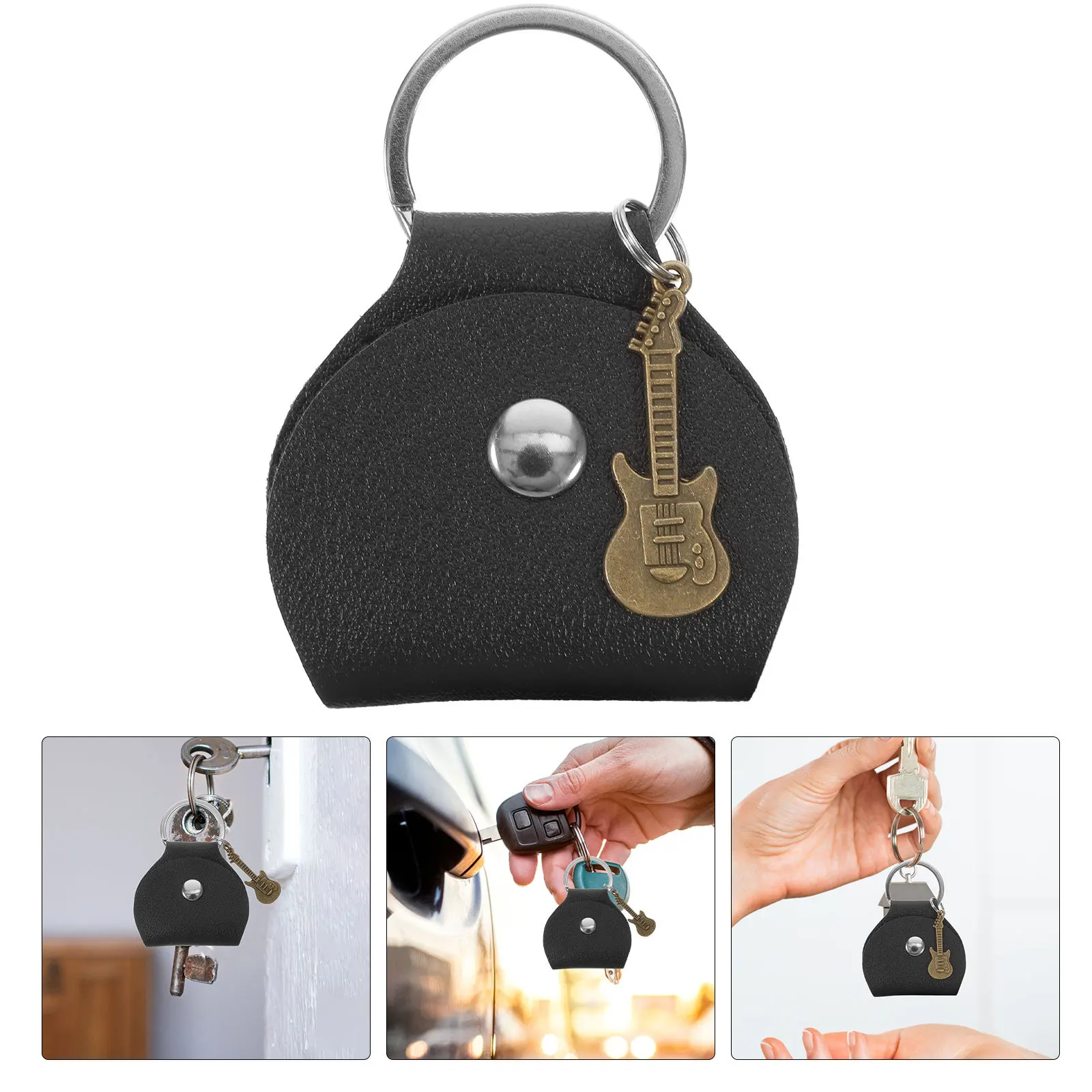 

Picks Holder Reusable Guitar Pick Bag Sturdy Container for Organizing Plectrums Capo Accessories Keychain Use Picks Holder