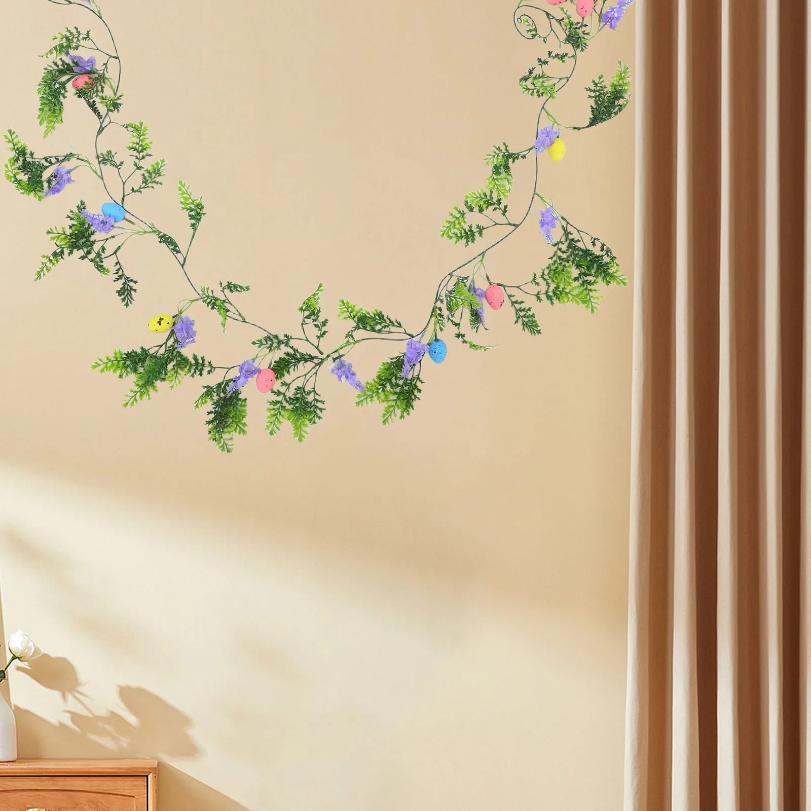 

Easter Garland Faux Greenery Lifelike Artificial Egg Vine Indoor Wall Hanging Door Decoration Easter Party Decor