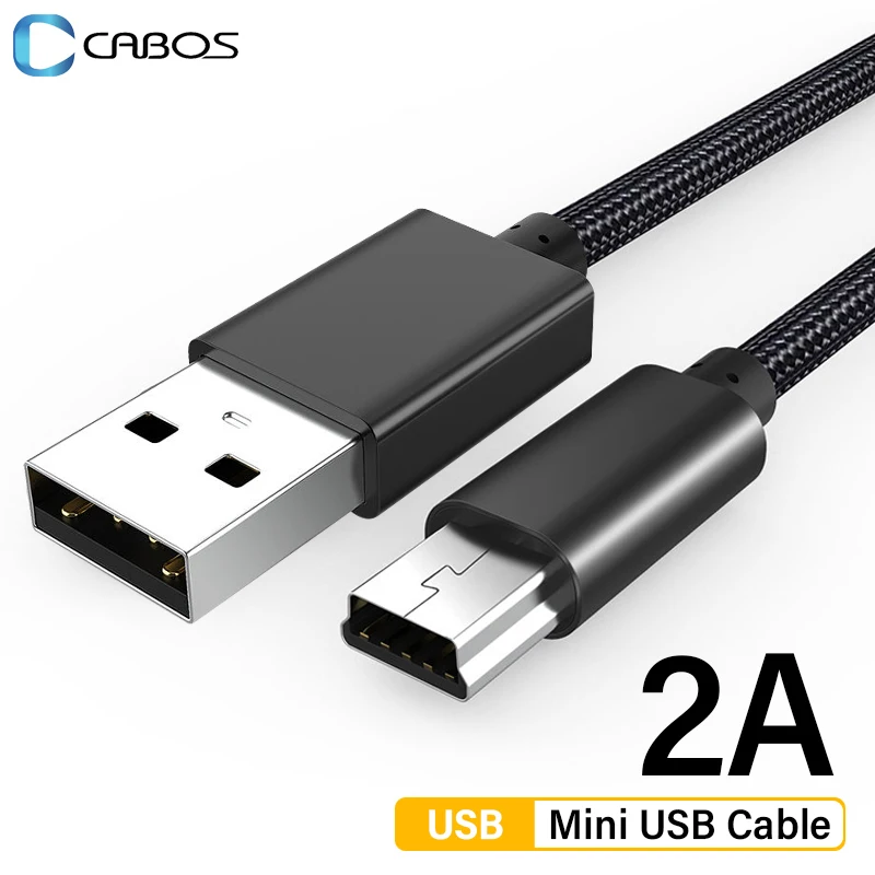 Cable Mini USB a USB 2A, cargador de datos rápido para reproductor MP3 y MP4, DVR para coche, GPS, cámara Digital, HDD, portátil