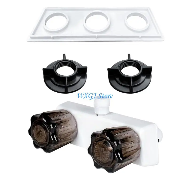 

37JE Motorhome Campers Shower Faucet Replacement ABS Plastic Double Knob Control With Hot Cold Water For Indoor Outdoor Use