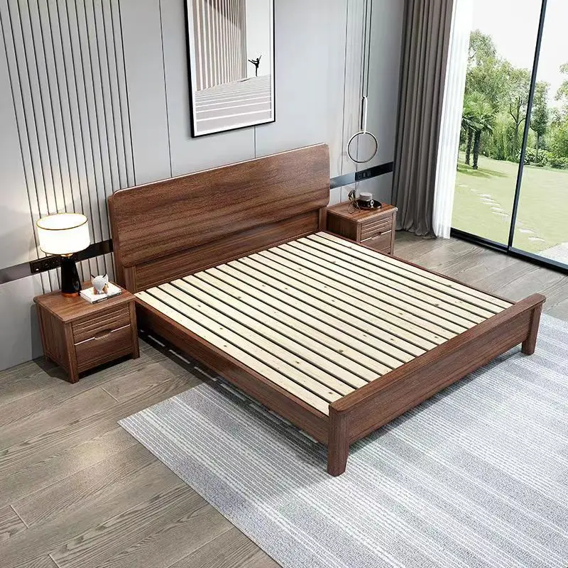 Black walnut bed Walnut solid wood bed 1.8 meters Master bedroom double bed