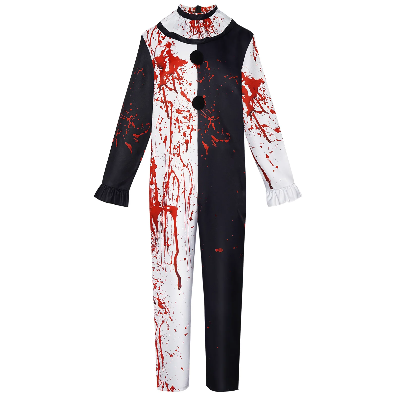 Halloween Terrifying Clown Cosplay Costume Bloodstained Joker Suit for Men Women Unisex Scary Outfit