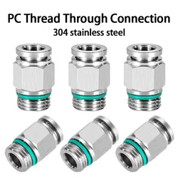 10pcs 304 Stainless Steel PC Pneumatic Quick Connector G Thread Thread Pipe Water Gas Connector M5 1/8
