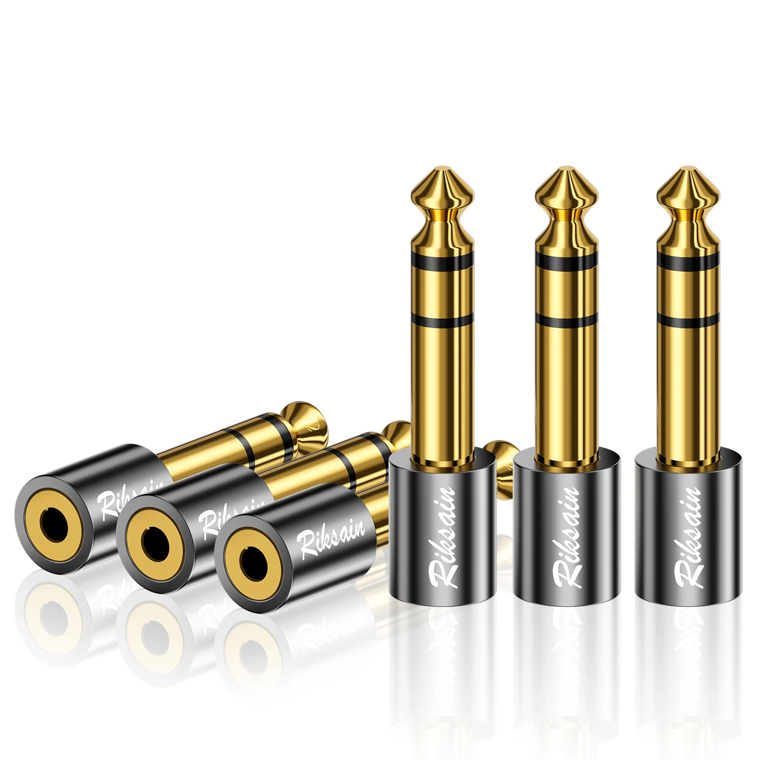 RIKSOIN Adapter 1/4'' Stecker auf 1/8'' Buchse Stereo-Kopfhöreradapter für Player, Kopfhörer, Gitarre, Verstärker