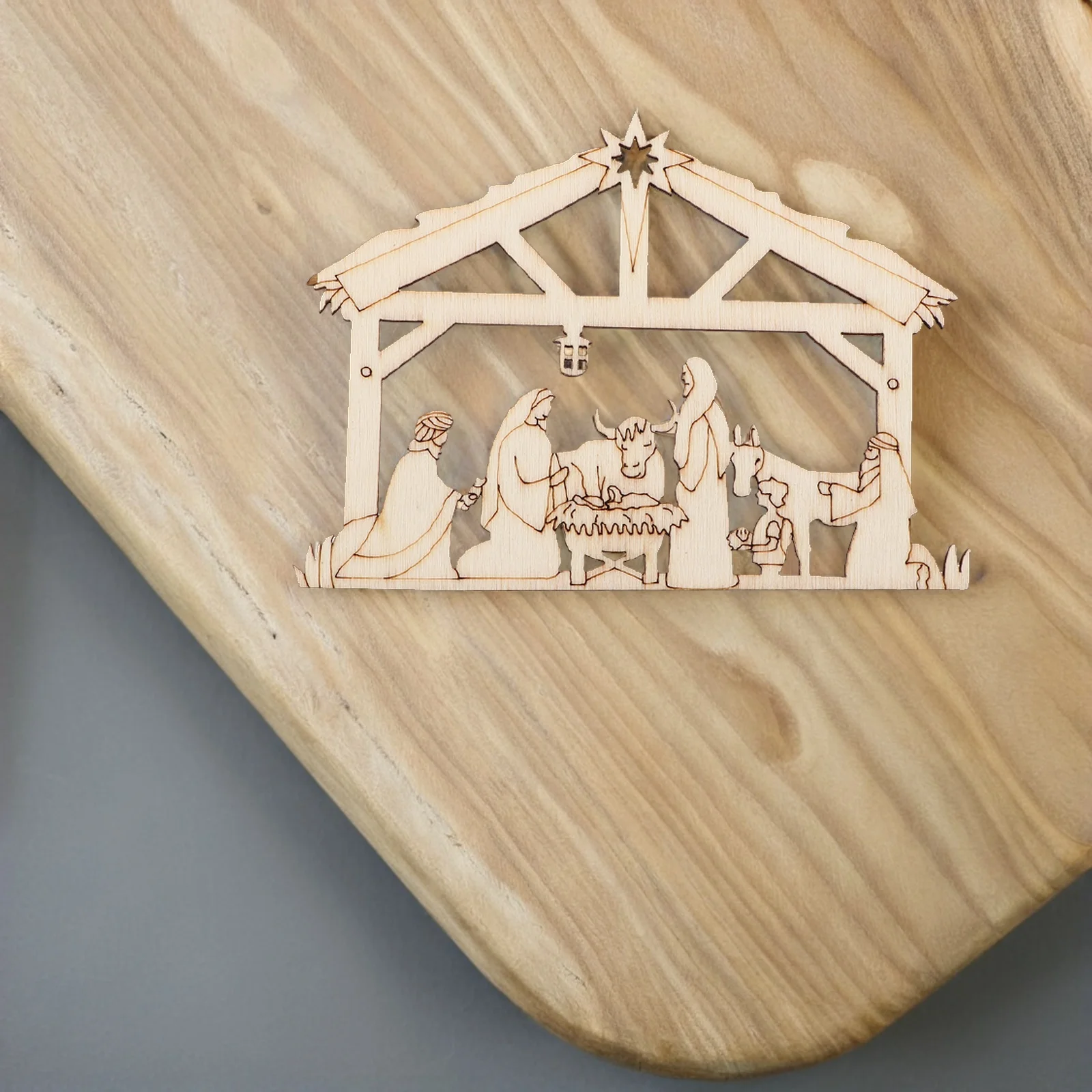 20 قطعة الحلي عيد الميلاد القائمة على الإيمان مشهد المهد الخشبي القواطع لزينة شجرة الدينية المنزل مكتب هدية عيد