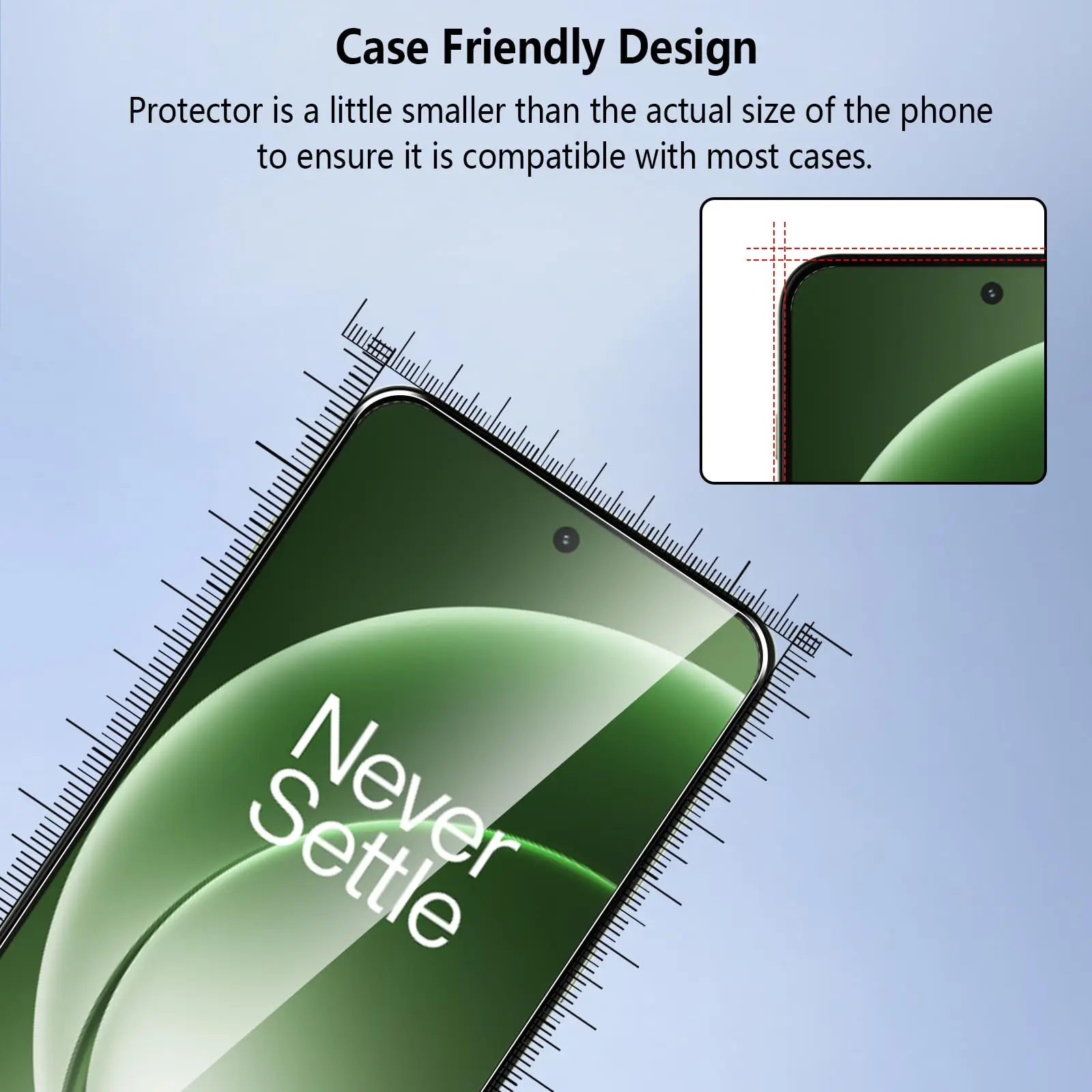 Displayschutzfolie für Oneplus 15R 6,83 Zoll, gehärtetes Glas, HD 9H, transparent, kratzfest, case-freundlich – Detail 2