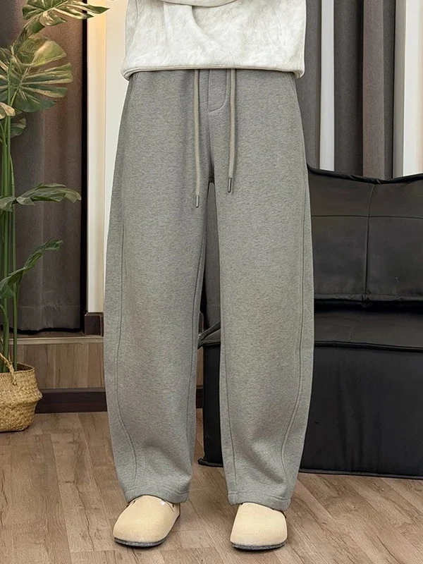 

Thiened Cotton Casual Pants Men's Spring Autumn Sle Straight Leg Loose Fit Versatile Comfortable Straight Tube Trousers