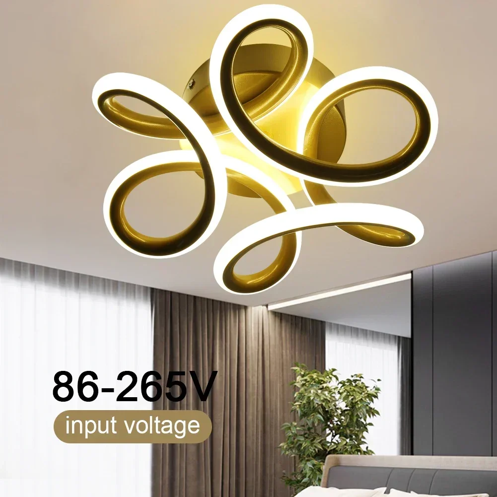 Chandelier Nordic Luxury LED 3 Color Switch Aluminum Copper Pendant Light Modern Geometric Floral Shape Ceiling Lighting