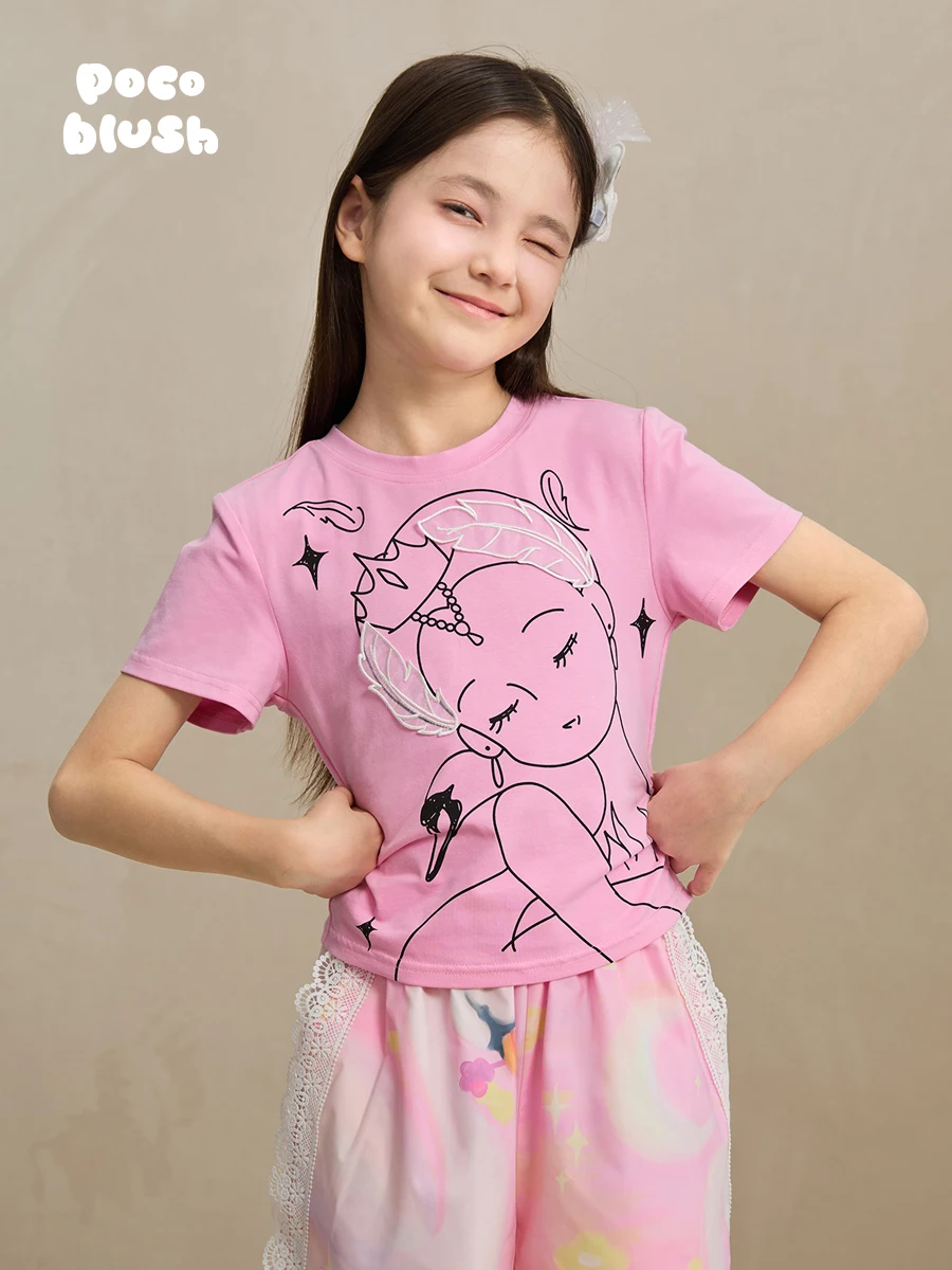 oblu-ballet-fairy-print-t-irt-girls'-princ-versatile-top-summer-pink-ort-sve-original-design-cotton-blend