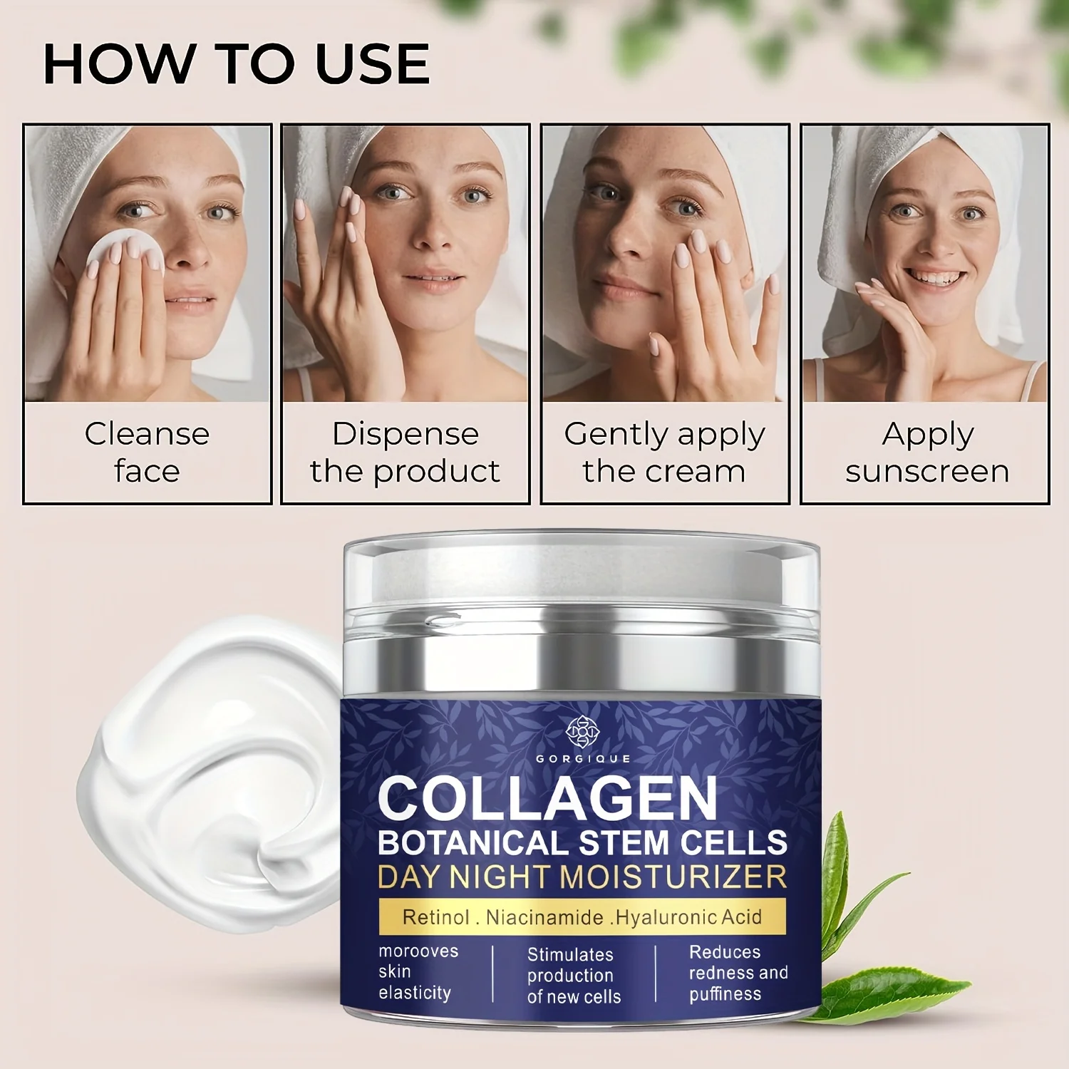 Collagen Face Cream with Airless Pump Collagen Botanical Stem Cells Cream for Skin with Retinol Niacinamide Hyaluronic Acid