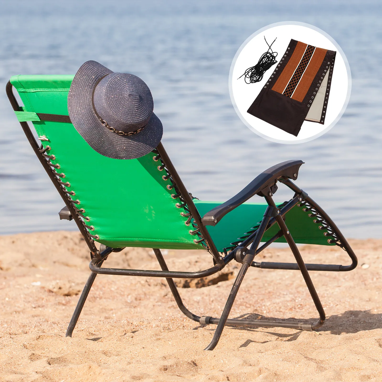 1Set Premium Chair Cloth for Repairing Folding Chairs Balcony Deck Outdoor Recliner Fabric Portable Camping Beach Chair view 2