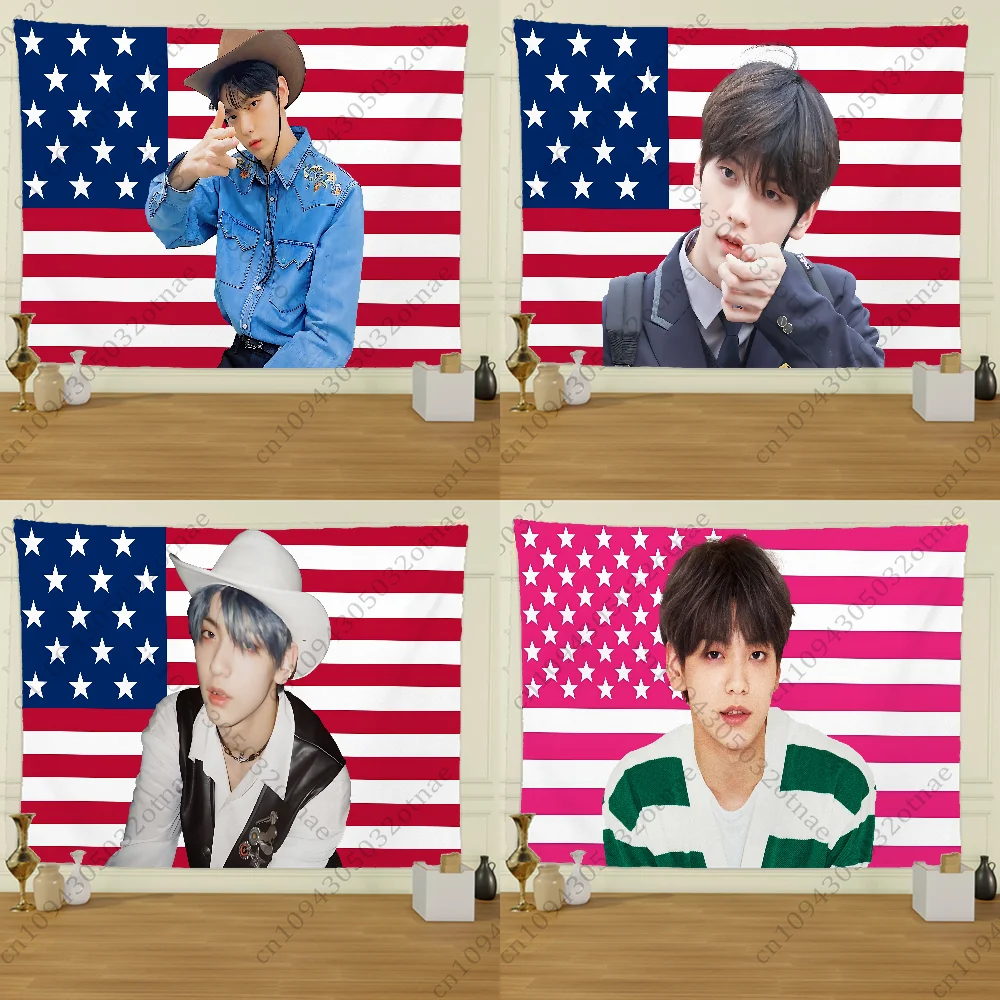 

Kpop S-SoobinS C-Choi American Flag Tapestry Creative Pattern Photo Living Room Wall Art Decor Party Outdoor Decorate Banners