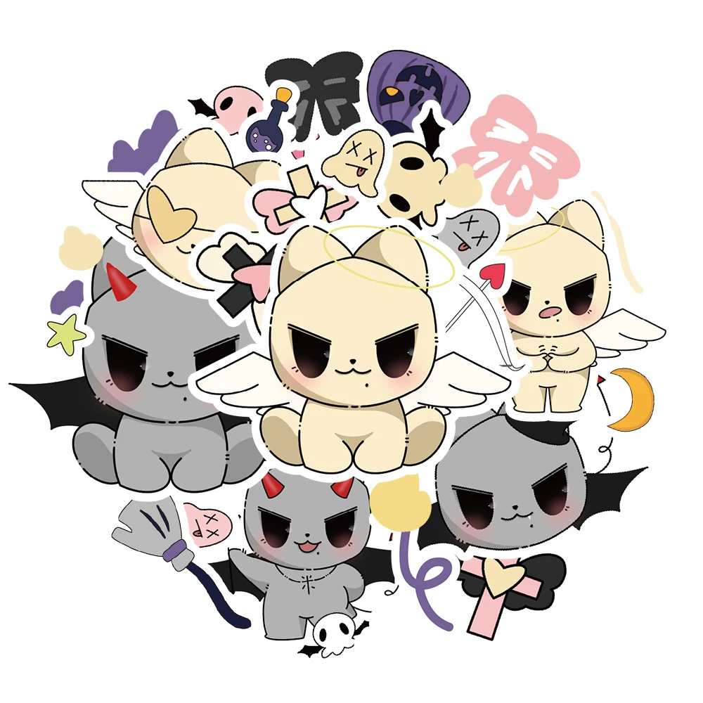 

2 шт. две котята мультфильм маленький узор наклейки задняя карта декоративные наклейки багаж холодильник ПЭТ пластиковые наклейки