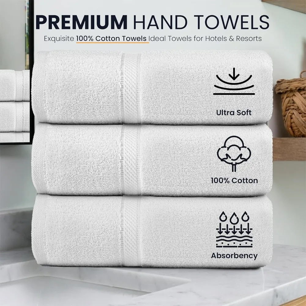 Полотенца для рук Belem Luxury 16x27 оптом — 120 упаковок (16x27) белого цвета — ультрамягкие, очень впитывающие полотенца из 100% хлопка — быстросохнущие, Dura