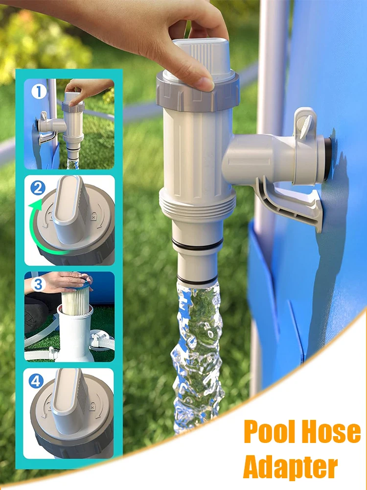 Adattatore per pompa filtro per piscina in PVC durevole Valvola a stantuffo on/off per piscina da 32 mm Parti di ricambio a prova di perdite per accessori per piscine all'aperto