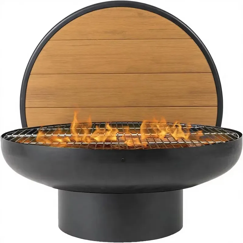 32 Inch Cast Iron Matte Fireproof Grill Extra Thick Heavy Duty Brazier For Outdoor Patio And Backyard Grilling