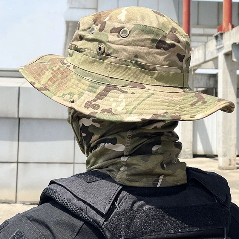 Tactical Camouflage Cap Military Hat Army Caps Men Women Outdoor Sports Sun Boonie Bucket Fishing Hiking Hunting Climbing Hats