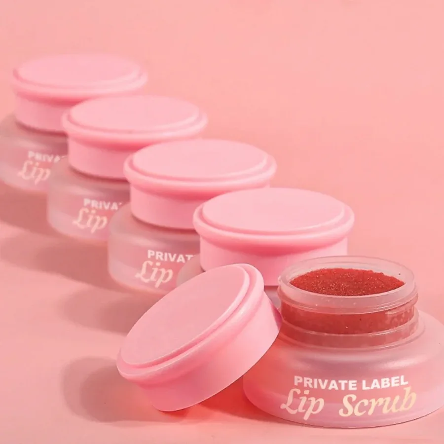 Private Label Strawberry Flavor Lip Scrub Peeling and Fade Up Lip Wrinkles Easy To Use Nourish Bulk Makeup Cosmetics Custom