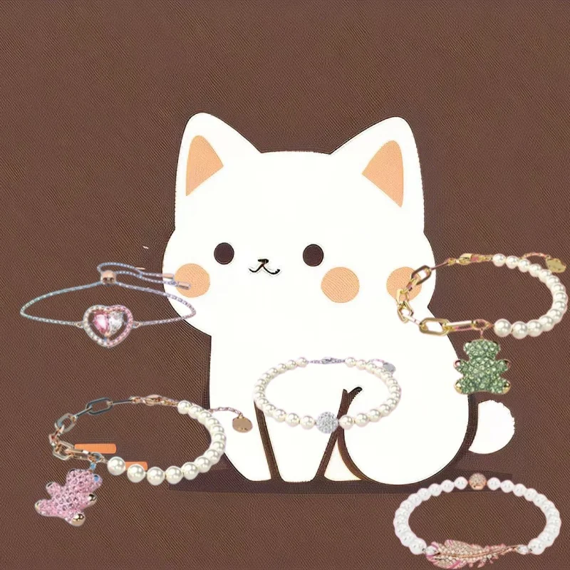 

Cat accessories Austrian original jewelry pearl chain splicing bracelet flash diamond pendant elegant sweet girl exquisite gift