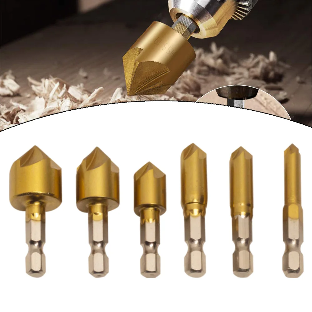 Mata bor Countersink kinerja tinggi 6 ukuran sempurna untuk pengeboran ke dalam kayu plastik aluminium dan bahan lebih banyak